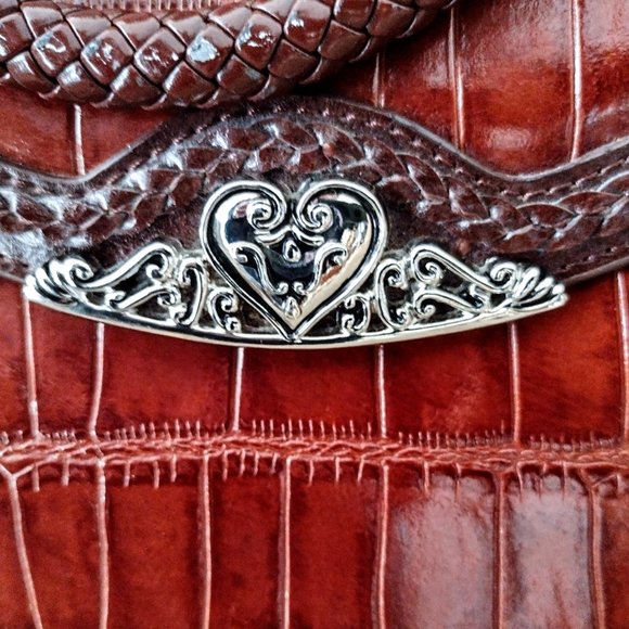 Marc Chantal M.C. Laptop Tote/Briefcase (Faux Leather?) 2-tone Brown Croc Print - Picture 3 of 16